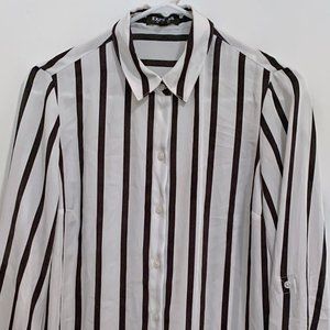 Express White & Black Striped The City Shirt - S